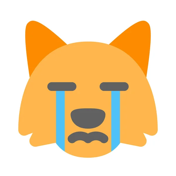 Fox Huilend Met Zware Tranen Stromende Emoji — Stockvector