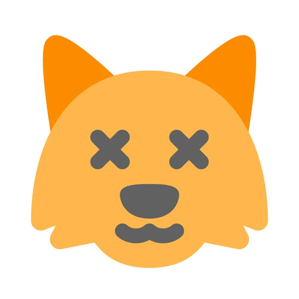 Fox Ogen Gekruist Picturale Weergave Emoji Voor Chat — Stockvector