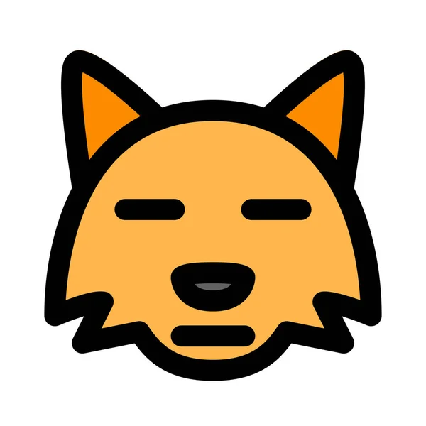 Sad Neutral Fox Face Emoji Flat Mouth Expression — 스톡 벡터