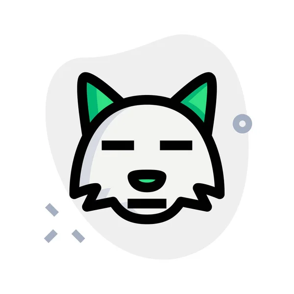 Sad Neutral Fox Face Emoji Flat Mouth Expression — Stock Vector