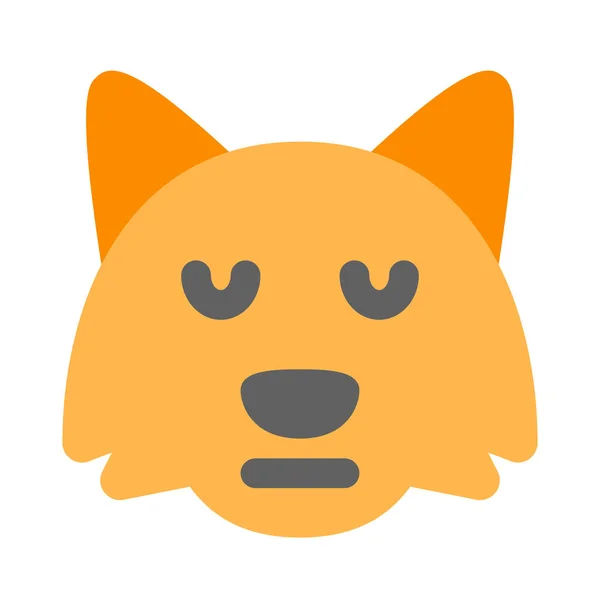 Emoji Wajah Rubah Netral Dengan Mata Tertutup - Stok Vektor