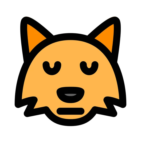 Neutral Fox Face Emoji Eyes Closed — 스톡 벡터