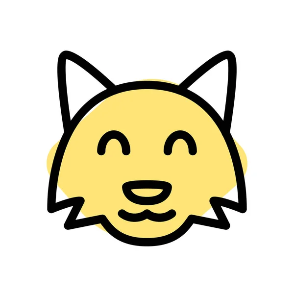 Joyeux Sourire Visage Renard Avec Les Yeux Fermés Emoji — Image vectorielle