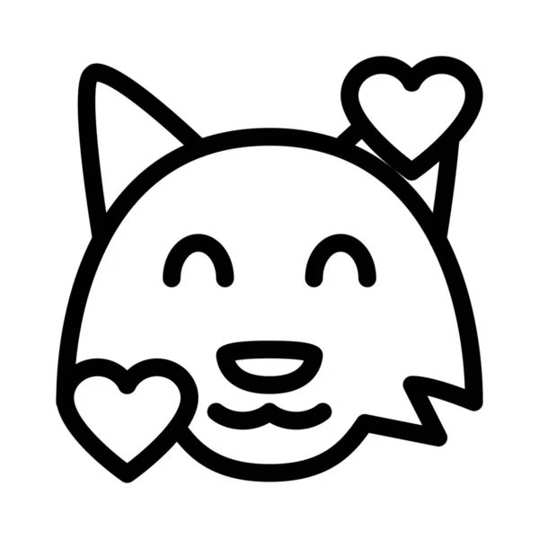 Hearts Revolving Wild Fox Face Emoticon — стоковый вектор