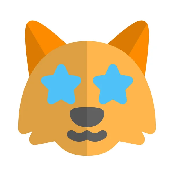Star Stuck Eyes Wild Fox Emoticon — стоковый вектор