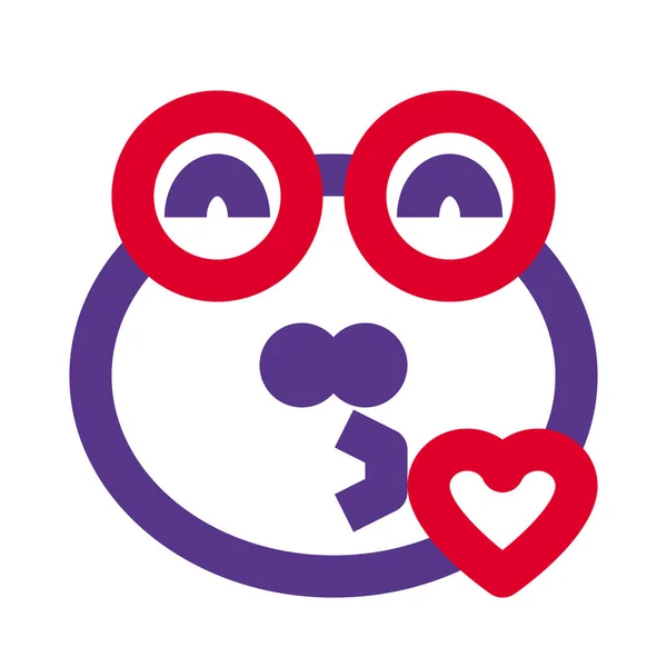 Frog Big Eyes Emoji Blowing Kiss Heart — 스톡 벡터