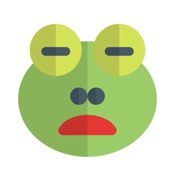 Żaba Emoji Marszczenie Brwi Obraz Przedstawiający Zamkniętymi Oczami — Wektor stockowy