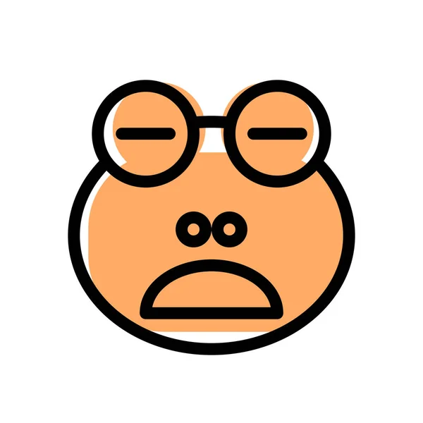 Kikker Emoji Fronsende Picturale Representatie Met Gesloten Ogen — Stockvector