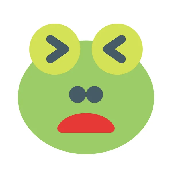 Frog Emoticon Cipiglio Con Bocca Aperta Strizzatina Occhio — Vettoriale Stock