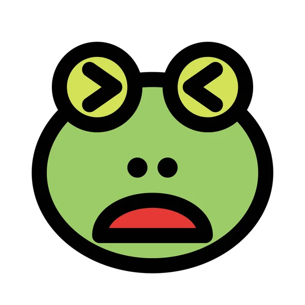 Frog Emoticon Cipiglio Con Bocca Aperta Strizzatina Occhio — Vettoriale Stock