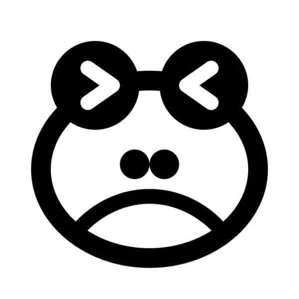 Kikker Fronsen Terwijl Squinting Emoji Gedeeld Online — Stockvector