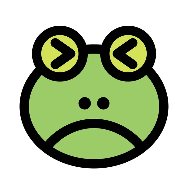 Frog Frown While Squinting Emoji Shared Online — Stock Vector