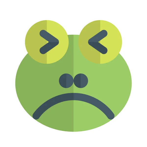Żaba Marszczy Brwi Podczas Przymrużenia Oka Emoji Dzielone Online — Wektor stockowy