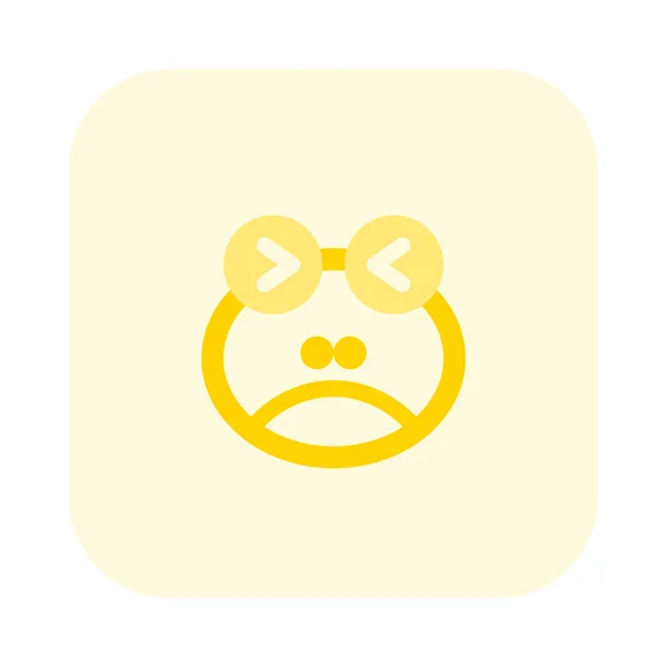 Frog Frown While Squinting Emoji Shared Online — 스톡 벡터