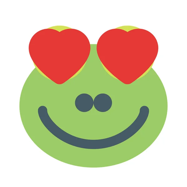 Romantic Happy Frog Heart Eyes Love Emoji — стоковый вектор