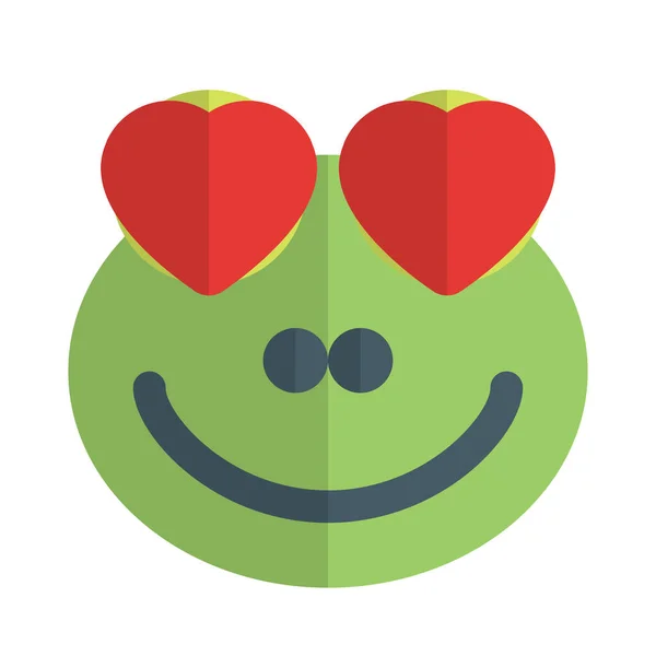 Romantique Grenouille Heureuse Avec Coeur Yeux Dans Amour Emoji — Image vectorielle