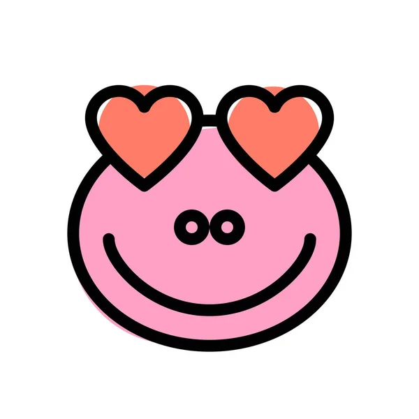 Romantic Happy Frog Heart Eyes Love Emoji — стоковый вектор