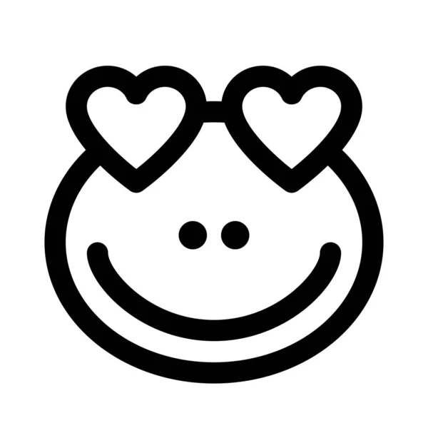 Romantic Happy Frog Heart Eyes Love Emoji — Stock Vector