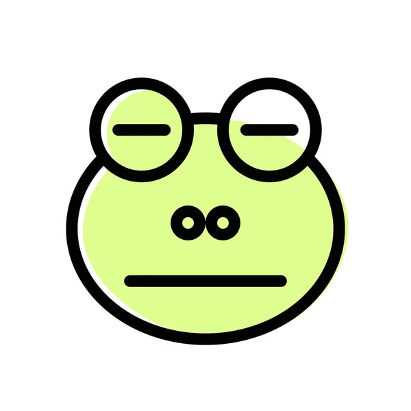 Trauriger Frosch Mit Neutralem Gesicht Emoji Mit Flachem Mundausdruck — Stockvektor
