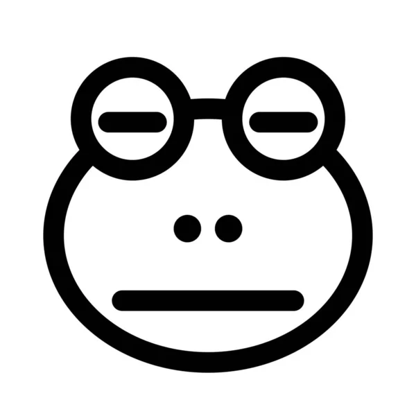 Droevige Kikker Met Neutrale Gezicht Emoji Met Platte Mond Uitdrukking — Stockvector