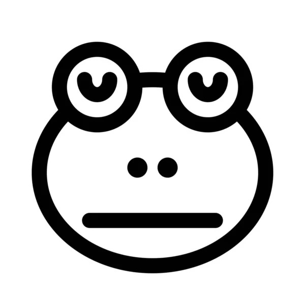 Neutrale Kikker Gezicht Emoji Met Gesloten Ogen — Stockvector