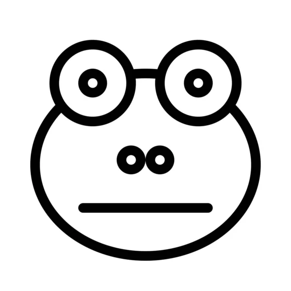 Emoji Facial Rana Neutra Con Expresión Boca Plana — Vector de stock
