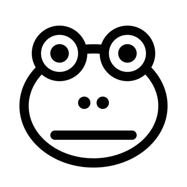 Emoji Facial Rana Neutra Con Expresión Boca Plana — Vector de stock
