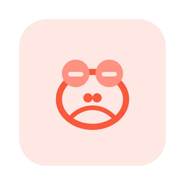 目を閉じたカエルの悲しい顔 Emojidex 絵文字デックス — ストックベクタ
