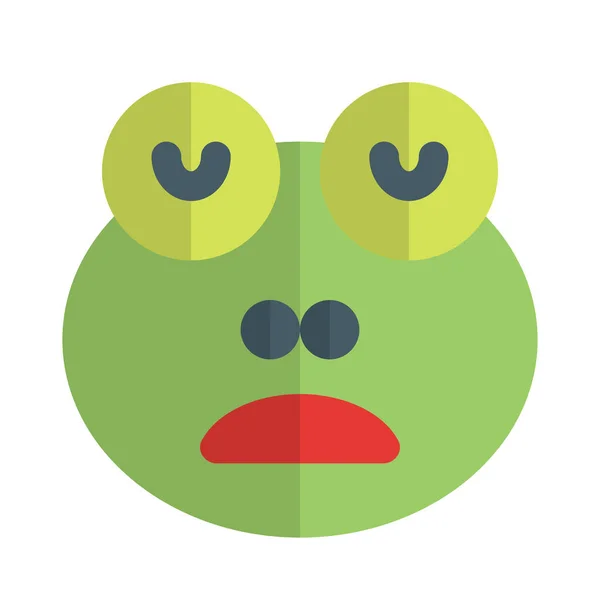 Sleepy Frog Con Representación Pictórica Emoji Compartida Línea — Vector de stock