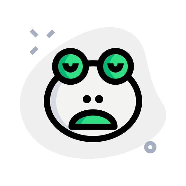 Schläfriger Frosch Mit Emoji Darstellung Online Geteilt — Stockvektor