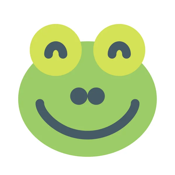 Szczęśliwa Uśmiechnięta Żaba Twarz Zamkniętymi Oczami Emoji — Wektor stockowy