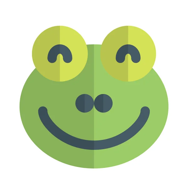 Szczęśliwa Uśmiechnięta Żaba Twarz Zamkniętymi Oczami Emoji — Wektor stockowy