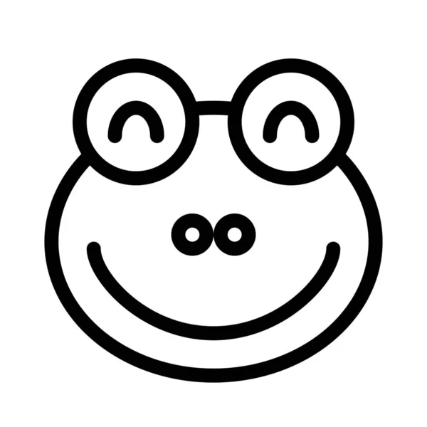 Glad Leende Groda Ansikte Med Slutna Ögon Emoji — Stock vektor