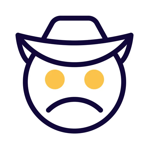 Frowning Face Expression Cowboy Hat — ストックベクタ