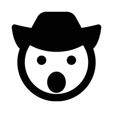 Kovboy ifadesi şapkası ve ağzı açık.