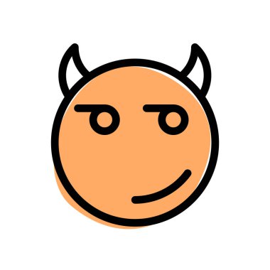 Şeytanın ciddi bakışlarının düşünceli yüz ifadesi.