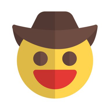 Sırıtan kovboy ve açık ağızla gülümseyen şapka.