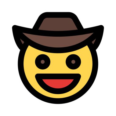 Sırıtan kovboy ve açık ağızla gülümseyen şapka.