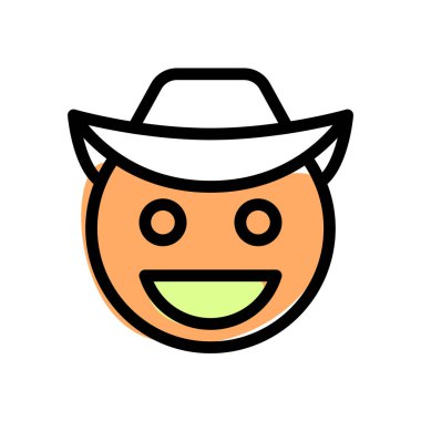 Sırıtan kovboy ve açık ağızla gülümseyen şapka.