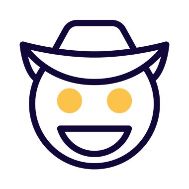 Sırıtan kovboy ve açık ağızla gülümseyen şapka.