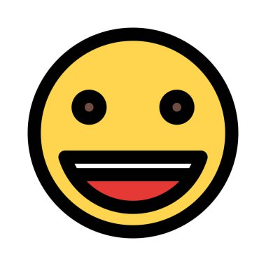 Gözleri açık sırıtarak dişlerini gösteriyor.