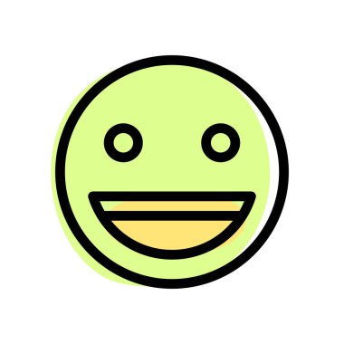 Gözleri açık sırıtarak dişlerini gösteriyor.