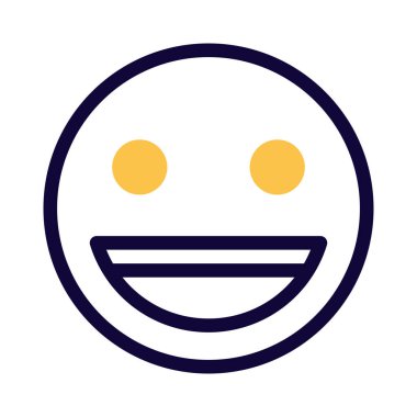 Gözleri açık sırıtarak dişlerini gösteriyor.