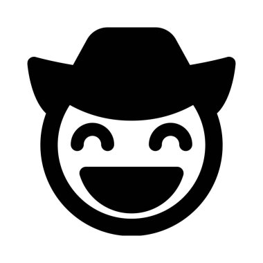 Sırıtan geniş gözlü, şapkalı kovboy.