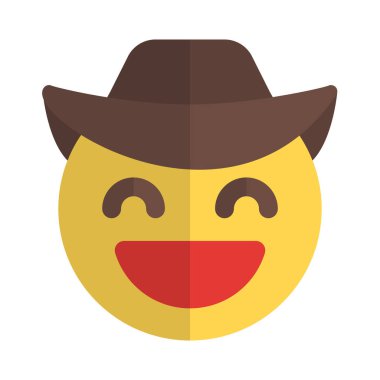 Sırıtan geniş gözlü, şapkalı kovboy.