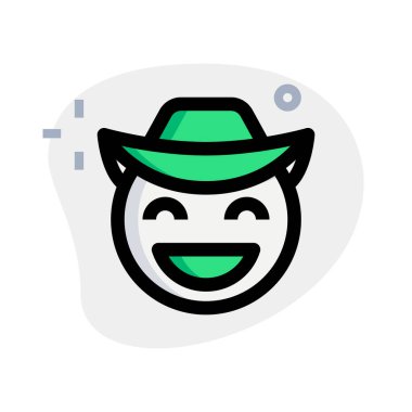 Sırıtan geniş gözlü, şapkalı kovboy.