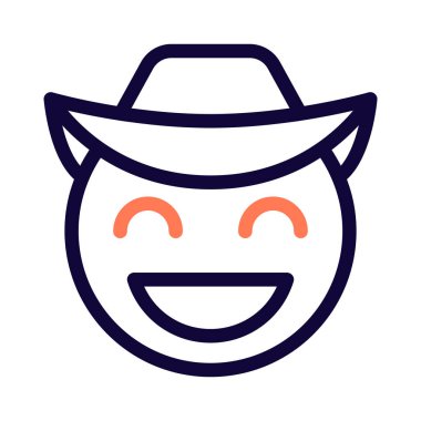 Sırıtan geniş gözlü, şapkalı kovboy.