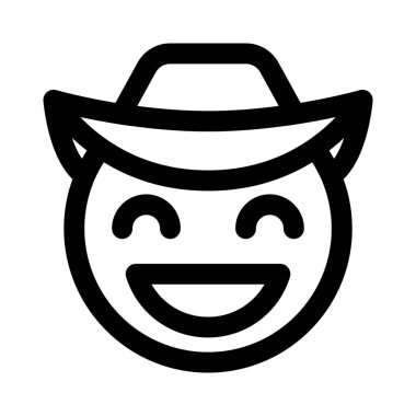 Sırıtan geniş gözlü, şapkalı kovboy.