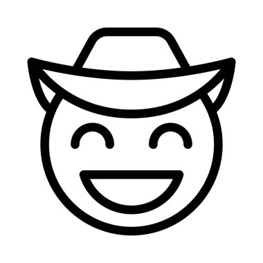 Sırıtan geniş gözlü, şapkalı kovboy.