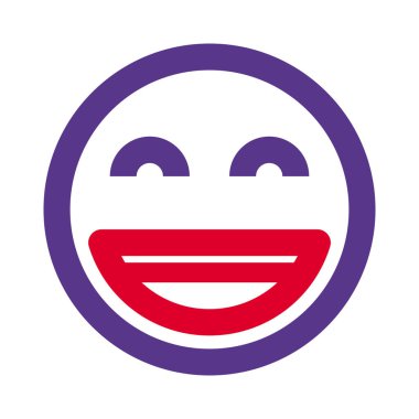 Gülümseyen yüz ifadesi gözleri kıvrımlı ve ağzı açık